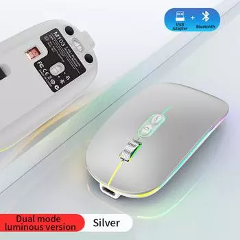 Двухрежимная беспроводная мышь Bluetooth с перезаряжаемой RGB-мышью Type-c для настольных игр в один клик, игровая мышь, геймер, 2,4 ГГц, 1600 точек на дюйм белый