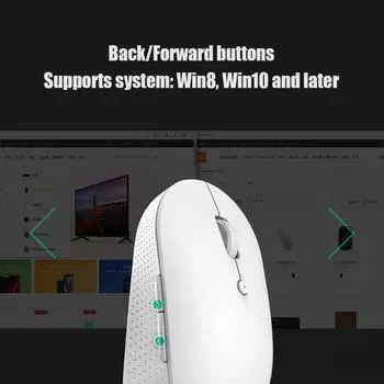 Двухрежимная бесшумная беспроводная мышь Xiaomi 2.4G Mi Silent Mouse Mouse для ноутбука с USB-приемникомНаслаждайтесь белый