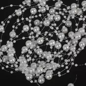 Двухрядная цепочка из жемчужных бусин - полукруглая ABS для самодельных украшений и свадебных аксессуаров round, 8mm, 5 meters/pack белый