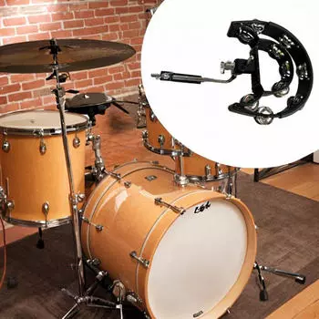 Двухрядные барабанные тарелки с бубном Hi Hat Bells Ручной ударный инструмент для детей чёрный