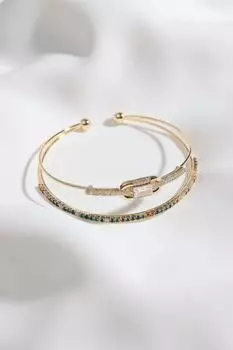 Двухрядный браслет-наручники золотого цвета