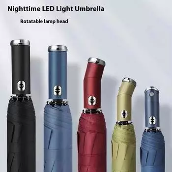 Двухрядный ветрозащитный светодиодный вращающийся складной автоматический зонт для женщин, защита от непогоды и дождя, солнцезащитный зонт двойного назначения