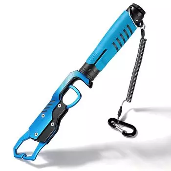 Двухрычажная рукоятка для ловли рыбы из алюминиевого сплава, устойчивая к ржавчине, с измерительным маленьким легким компактным карабином в комплекте синий