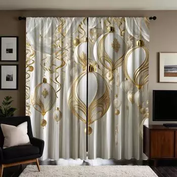 Двухсекционная HD цифровая белая люстра с подвеской в виде занавески для украшения дома, стиль украшения гостиной, спальни, эффект занавески на штанге W52H63inchW132H160cm