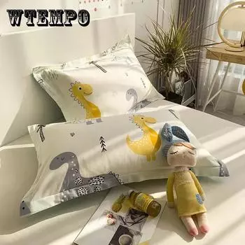 Двухсекционная хлопковая наволочка с милым мультяшным принтом, наволочка для спальни, двойная наволочка