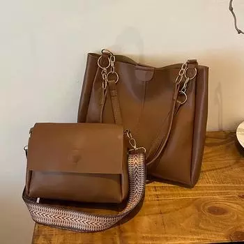 Двухсекционная сумка большой вместимости, женская модная сумка для поездок на работу, простая повседневная сумка через плечо для женщин