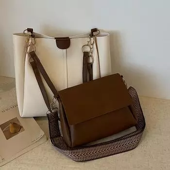 Двухсекционная вместительная женская сумка 2024 года, новая модная сумка для поездок на работу, простая повседневная сумка через плечо для женщин