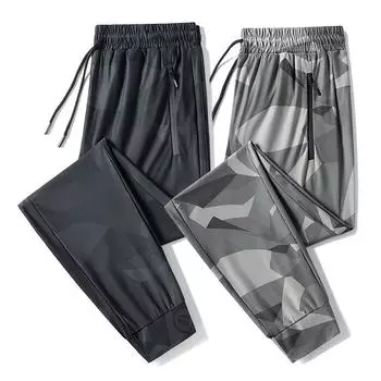 Двухсекционные камуфляжные быстросохнущие брюки Ice Silk для мужчин, летние, ультратонкие, свободные и дышащие, повседневные спортивные брюки для мужчин, походные брюки для активного отдыха XL