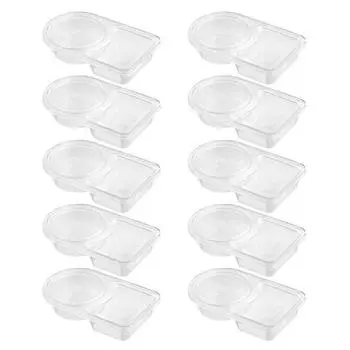 Двухсекционный контейнер для приправ с крышками и ложкой, герметичный соусник, многоразовые прозрачные контейнеры для специй для кухни, кафе, ресторана A 10pcs