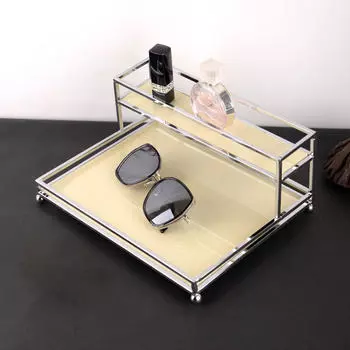 Двухслойная акриловая полка для хранения вещей для кухни и ванной комнаты белый