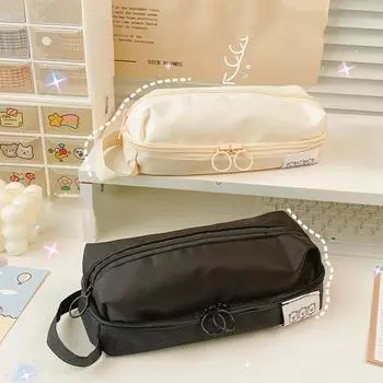 Двухслойная большая вместительная сумка для карандашей Little Bear сумка для хранения канцелярских принадлежностей офисные принадлежности белый