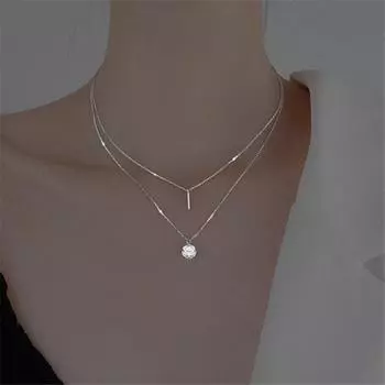 Двухслойная цепочка из стерлингового серебра 925 пробы с цирконием, колье-подвеска с круглыми бусинами для женщин, свадебные украшения Dz436 золотой