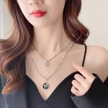 Двухслойная цепочка с буквой F на ключицу для девочек, хип-хоп, подвеска на свитер, цепочка с надписью «Любовь» F
