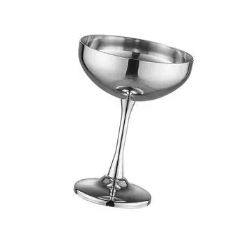 Двухслойная чаша для мороженого Винтажный пьедестал Текстура из нержавеющей стали 304 Десертные чашки Идеально для демонстрации десерта