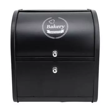 Двухслойная хлебница, металлический контейнер для хранения хлеба, многофункциональный контейнер для хранения хлеба большой емкости для кухонного стола, откидная крышка, двухслойный, черный цвет