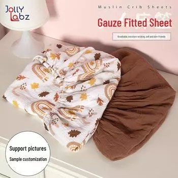 Двухслойная хлопковая детская простыня – мягкая, однотонная, не мнется хлопковая марля 132x71+20cm