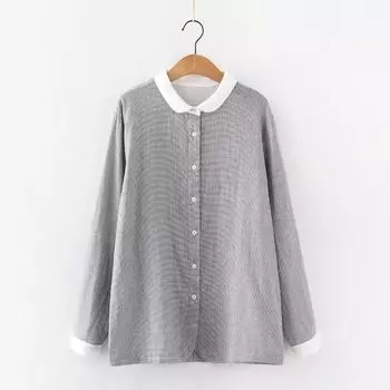 Двухслойная хлопковая пряжа с принтом «Тысяча птиц» рубашка на весну, мягкая и липкая рубашка с длинными рукавами для женщин, блузки и рубашки M