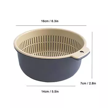Двухслойная корзина для мытья овощей, корзина для слива фруктов, кухонная корзина-дуршлаг для дома, серая S