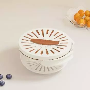 Двухслойная корзина для слива Yousheng, миска для мытья фруктов с ситечком, пищевая, без BPA, кухонная корзина для слива фруктов, овощная салатница с ручкой белый