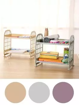 Двухслойная косметическая стеллаж для хранения кухонных принадлежностей для ванной комнаты Пластиковая пластина бежевый