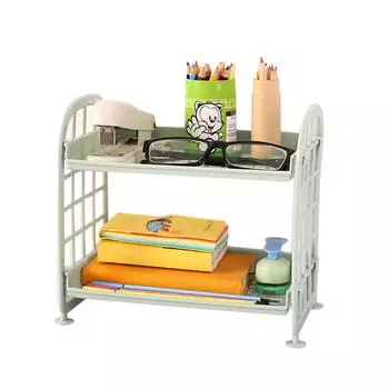 Двухслойная косметическая стеллаж для хранения кухонных принадлежностей для ванной комнаты Пластиковая пластина One Size бежевый