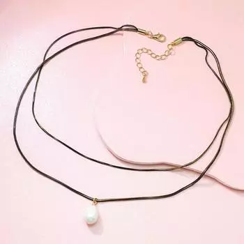 Двухслойная круглая цепочка-змейка, многослойная цепочка, модное персонализированное ожерелье, подвеска в форме капли воды с имитацией жемчуга, длинная цепочка для свитера