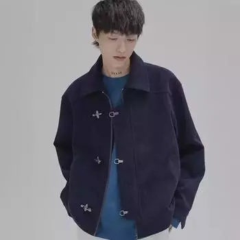 Двухслойная куртка в стиле американского ретро с квадратным воротником и застежкой на пуговицы в стиле самолета