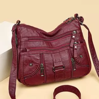 Двухслойная маленькая сумка из мягкой кожи, сумка для мамы, большая вместительная сумка через плечо, женская дорожная сумка фиолетовый