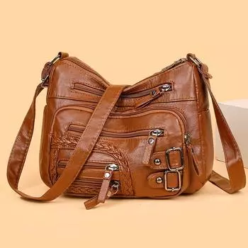 Двухслойная маленькая женская сумка из мягкой кожи, сумка через плечо для мам, дорожная сумка через плечо красный