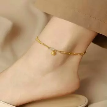 Двухслойная модная бусина на ножной браслет из титановой стали, уникальная летняя