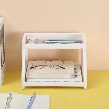 Двухслойная настольная стойка для хранения вещей Cat Claw: Организуйте канцелярские принадлежности, косметику и многое другое белый