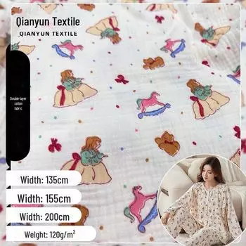 «Двухслойная ночная рубашка из набивного хлопкового крепа с мятой тканью» 135cm (Minimum order: 500 meters)