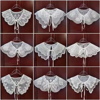 Двухслойная органза с компьютерной вышивкой, имитация воротника, ремешок, бант, шаль, универсальный воротник своими руками