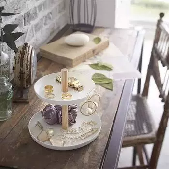 Двухслойная отделочная стойка, настольный лоток для ювелирных изделий, модный женский держатель для хранения косметики