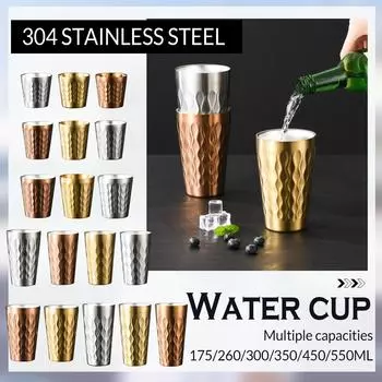 Двухслойная пивная кружка из нержавеющей стали 304 для кофе One Size золотой