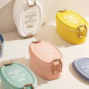 Двухслойная пластиковая коробка для бэнто в японском стиле, детский обед для школы, контейнеры для хранения еды, аксессуары для столовых приборов, микроволновая печь