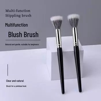 Двухслойная плоская кисть для румян из чистой шерсти - мягкая, не раздражающая щетина с деревянной ручкой