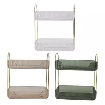 Двухслойная подставка для макияжа, современная легкая, роскошная, 2-уровневая полка для макияжа, органайзер для кистей, теней для век Lo Transparent White