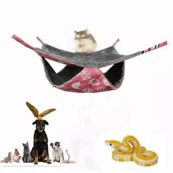 Двухслойная подвесная кровать для хомяка, теплый спальный мешок для хомяка для белок/крыс/шиншилл S жёлтый