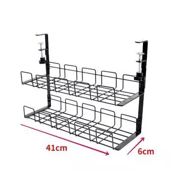 Двухслойная полка для хранения под столом, металлический кабельный лоток, проволочный органайзер для компьютерного стола, неперфорированные аксессуары для хранения