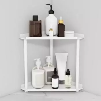 Двухслойная полка для хранения вещей, угловая полка для ванной комнаты, прочный несущий органайзер для ванной комнаты чёрный