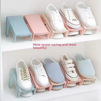 Двухслойная полка для обуви, экономящая место — креативное и экономичное решение для хранения Single-foot, Single pack синий