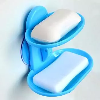 Двухслойная присоска для ванной комнаты, настенная мыльница, держатель для сушки мыльницы, полка синий