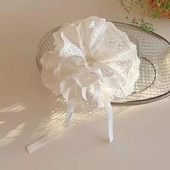 Двухслойная резинка для волос с цветком, кружевной лентой, перфорированная, плиссированная, балетные резинки, резинки для хвостика, новые аксессуары для женщин One Size