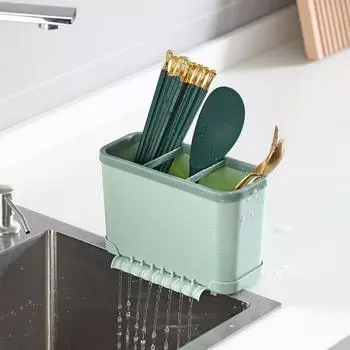 Двухслойная съемная корзина для палочек для еды Многофункциональная подставка для хранения ложек и вилок Подставка для слива столовых приборов Кухонные принадлежности