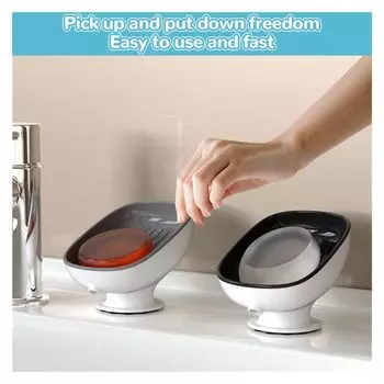 Двухслойная самоосушающаяся мыльница с присоской для слива воды в бытовую ванную комнату. Компактная и удобная мыльница.