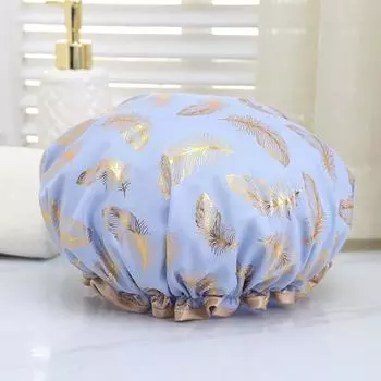 Двухслойная шапочка для душа с принтом, женская водонепроницаемая шапочка для душа One Size синий