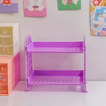 Двухслойная складная полка для хранения косметических украшений, простая домашняя настольная полка для ванной комнаты фиолетовый