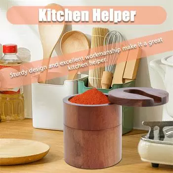 Двухслойная солонка и перечница со встроенной ложкой и магнитной поворотной крышкой. Солонка из акации. Пылезащитная соль и перец.