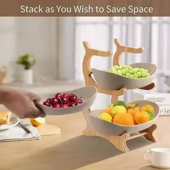 Двухслойная современная деревянная тарелка для гостиной, многослойная сетка для закусок, красная тарелка с фруктами, деревянная трехслойная тарелка для десерта